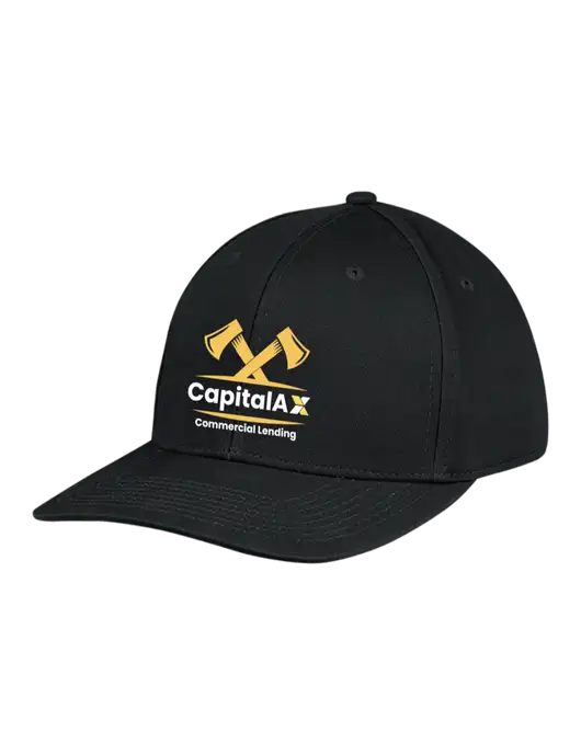 Premium Modern Structured Twill Black Snapback Cap w/CapitalAx Logo
