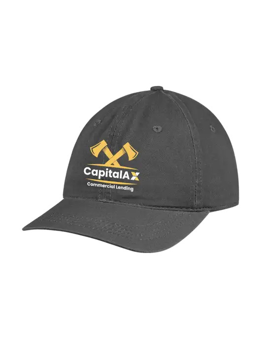 Garment Washed Unstructured Twill Charcoal Cap w/CapitalAx Logo