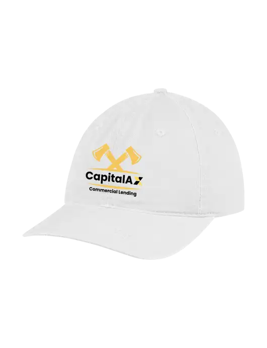 Garment Washed Unstructured Twill White Cap w/CapitalAx Logo
