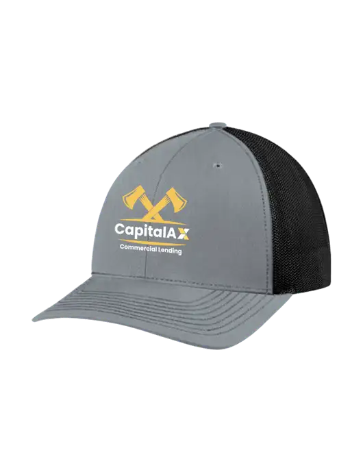 Richardson Adjustable Snapback Original 112 Trucker Cap Heather Grey w/Black Mesh w/CapitalAx Logo