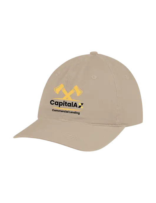 Garment Washed Unstructured Twill Tan Cap w/CapitalAx Logo