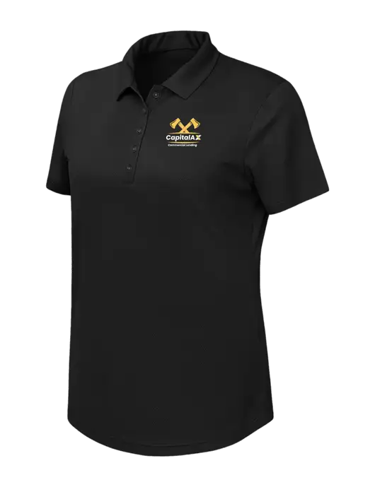 Callaway Womens Birdseye Black Polo w/CapitalAx Logo