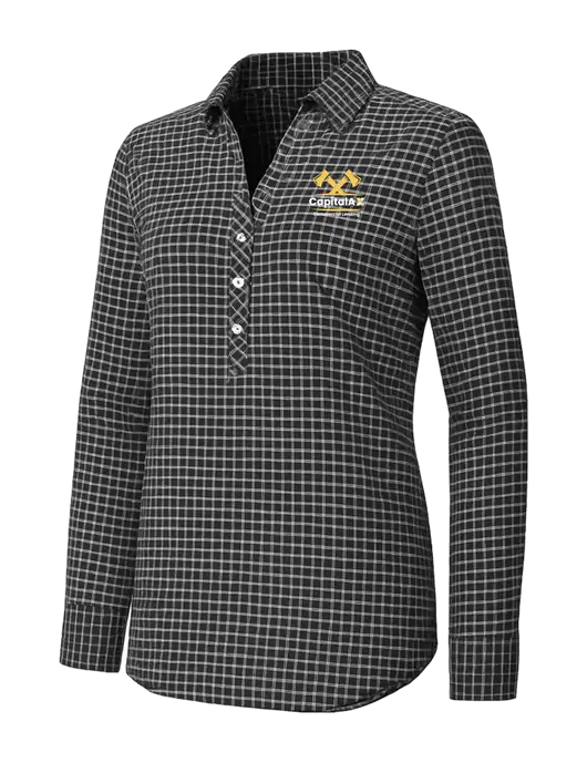 Womens Dark Grey/White City Stretch Shirt w/CapitalAx Logo