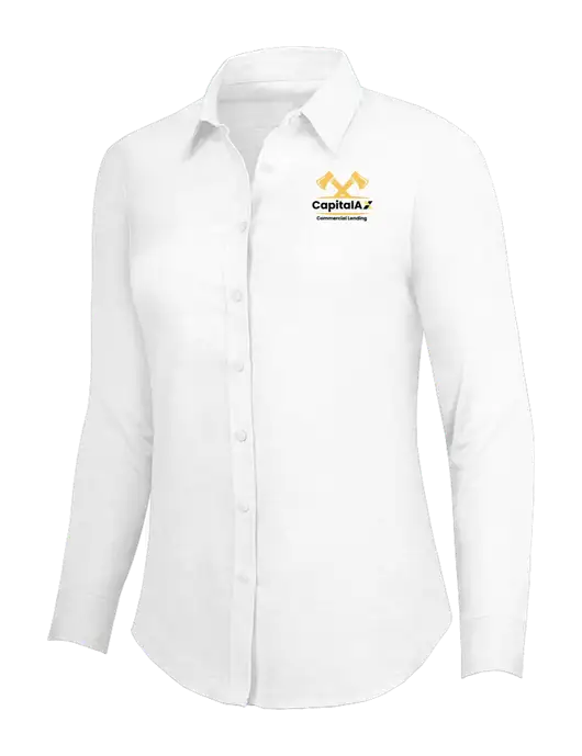 White Womens SuperPro Oxford Shirt w/CapitalAx Logo
