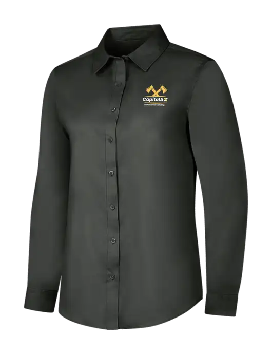 Dark Grey Womens Long Sleeve Superpro React Twill Shirt w/CapitalAx Logo