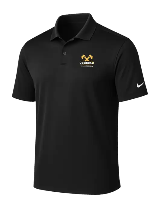 NIKE Black Victory Solid Polo w/CapitalAx Logo