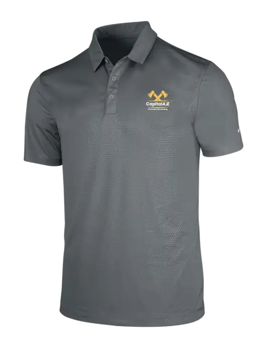 NIKE Medium Grey Dri-Fit Embossed Tri-Blade Polo w/CapitalAx Logo