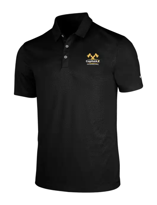 NIKE Black Dri-Fit Embossed Tri-Blade Polo w/CapitalAx Logo