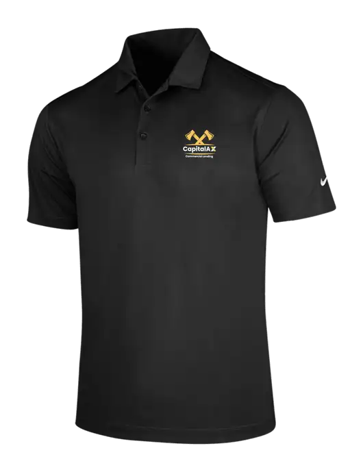 NIKE Black Dri-Fit Vertical Mesh Polo w/CapitalAx Logo