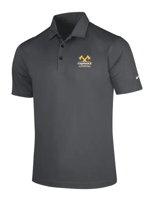 NIKE Dark Grey Dri-Fit Vertical Mesh Polo w/CapitalAx Logo