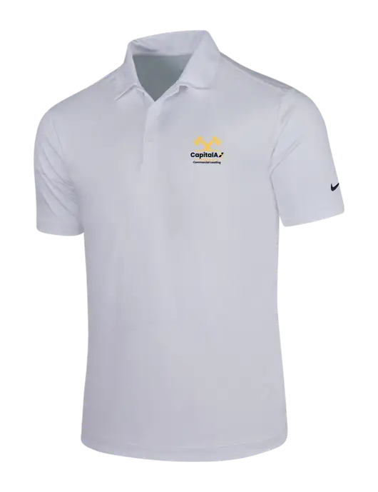 NIKE White Dri-Fit Vertical Mesh Polo w/CapitalAx Logo