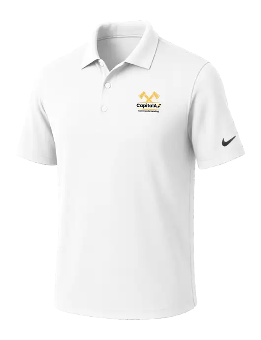 NIKE White Dri-Fit Micro Pique Polo w/CapitalAx Logo