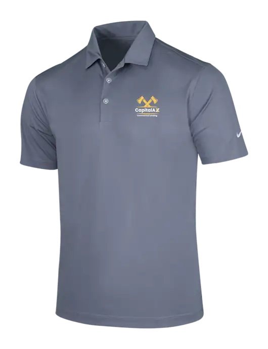 NIKE Medium Grey Dri-Fit Vertical Mesh Polo w/CapitalAx Logo