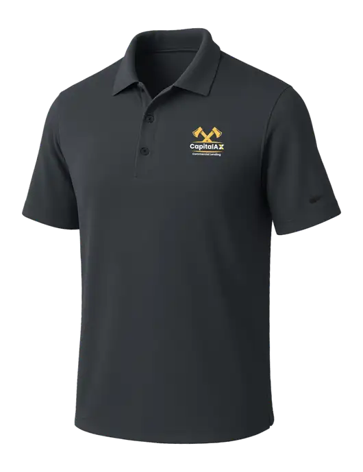 NIKE Dark Grey Dri-Fit Micro Pique Polo w/CapitalAx Logo