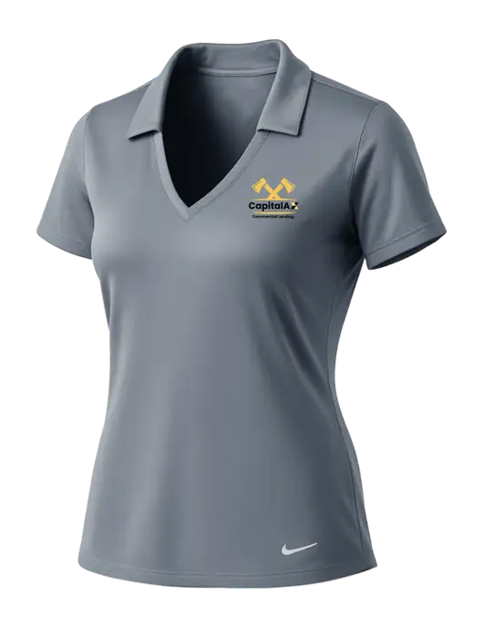 NIKE Medium Grey Womens Dri-Fit Vertical Mesh Polo w/CapitalAx Logo