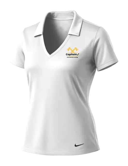 NIKE White Womens Dri-Fit Vertical Mesh Polo w/CapitalAx Logo