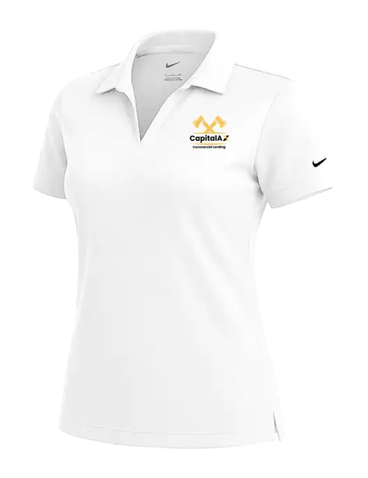 NIKE White Womens Dri-Fit Micro Pique Polo w/CapitalAx Logo
