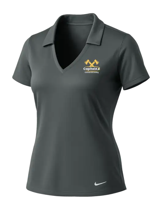 NIKE Dark Grey Womens Dri-Fit Vertical Mesh Polo w/CapitalAx Logo