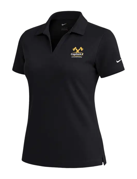 NIKE Black Womens Dri-Fit Micro Pique Polo w/CapitalAx Logo