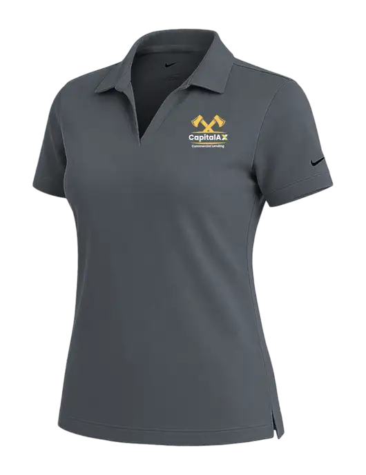 NIKE Dark Grey Womens Dri-Fit Micro Pique Polo w/CapitalAx Logo
