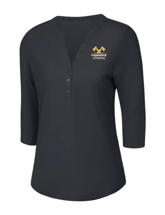 OGIO Charcoal Grey Jewel Henley w/CapitalAx Logo