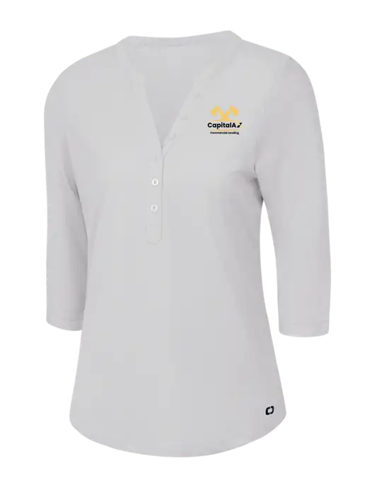 OGIO Bright White Jewel Henley w/CapitalAx Logo