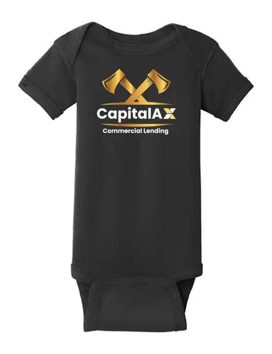 Rabbit Skins Black Infant Short Sleeve Baby Rib Bodysuit w/CapitalAx Logo