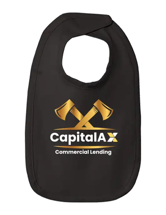 Rabbit Skins Black Infant Premium Jersey Bib w/CapitalAx Logo