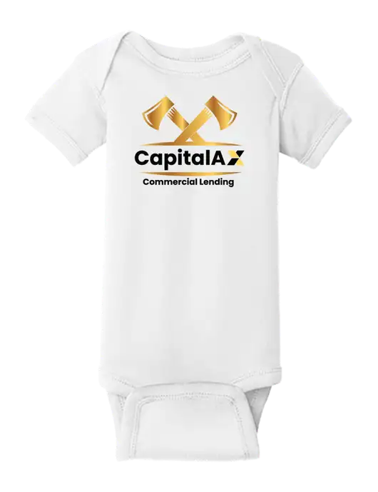 Rabbit Skins White Infant Short Sleeve Baby Rib Bodysuit w/CapitalAx Logo