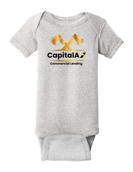 Rabbit Skins Light Grey Heather Infant Short Sleeve Baby Rib Bodysuit w/CapitalAx Logo