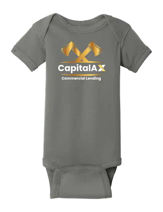 Rabbit Skins Charcoal Infant Short Sleeve Baby Rib Bodysuit w/CapitalAx Logo