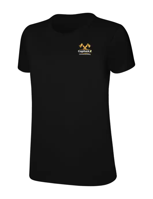 Womens Ring Spun Jet Black 4.5 oz T-Shirt w/CapitalAx Logo