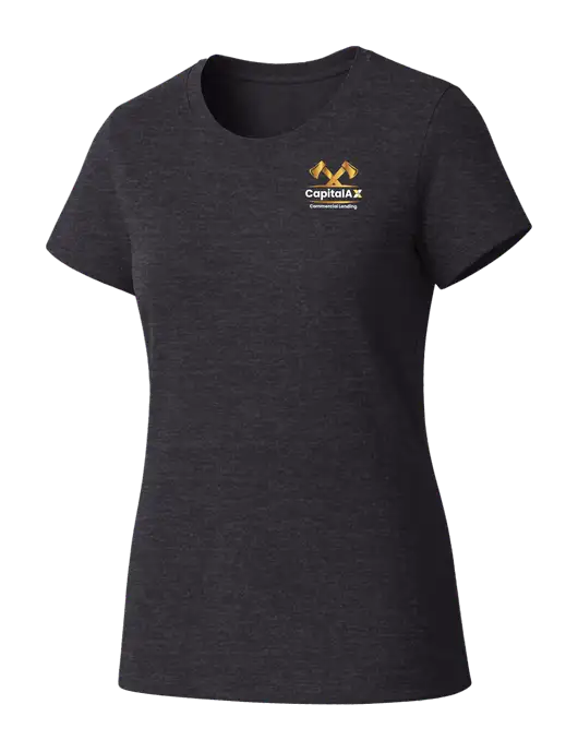 Womens Seriously Soft Heathered Charcoal T-Shirt w/CapitalAx Logo