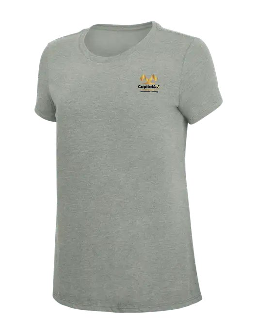 Womens Simply Soft Grey Frost 4.5oz  Poly/Combed Ring Spun Cotton T-Shirt w/CapitalAx Logo