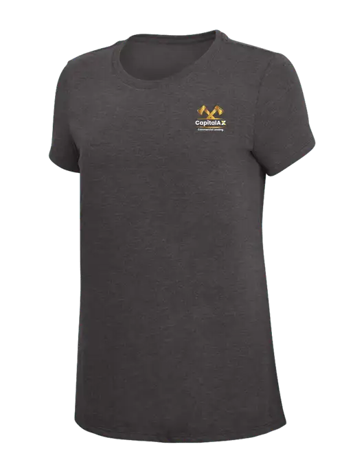 Womens Simply Soft Heather Charcoal 4.5oz  Poly/Combed Ring Spun Cotton T-Shirt w/CapitalAx Logo