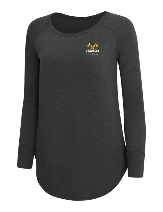 Womens Perfect Wide Collar Tunic Tri-Blend Black Frost 4.5 oz T-Shirt w/CapitalAx Logo