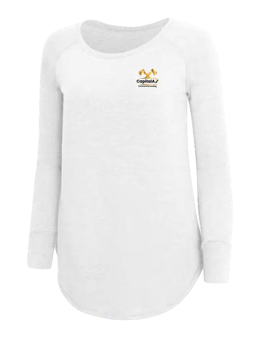 Womens Perfect Wide Collar Tunic Tri-Blend White 4.5 oz T-Shirt w/CapitalAx Logo