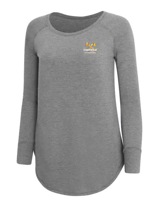 Womens Perfect Wide Collar Tunic Tri-Blend Grey Frost 4.5 oz T-Shirt w/CapitalAx Logo