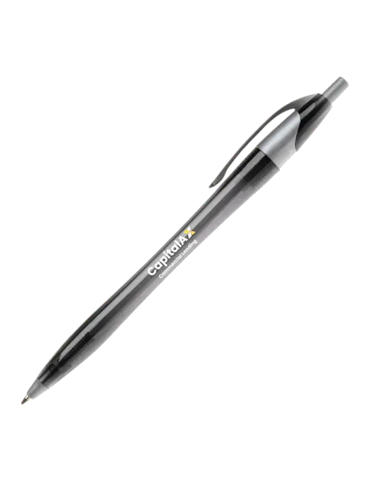 Novella Translucent Black/Silver Jewel Pen - Blue Ink w/CapitalAx Logo