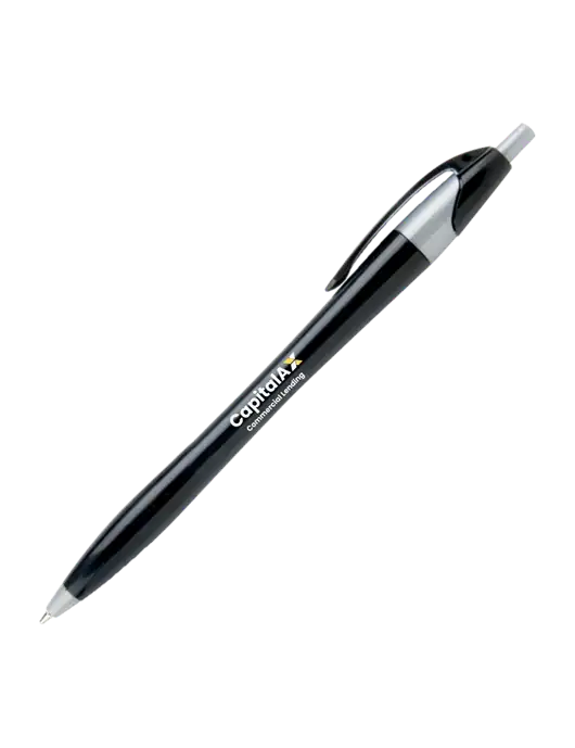 Novella Black/Silver Corporate Pen - Blue Ink w/CapitalAx Logo