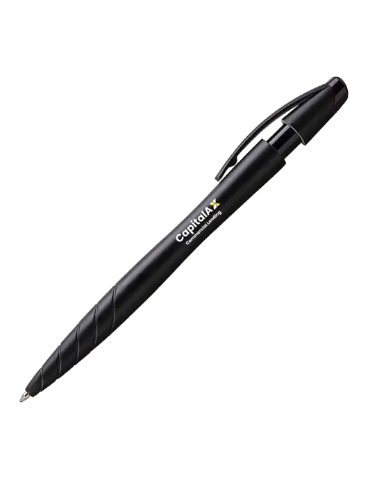 Awali Black Metallic Pen - Black Ink w/CapitalAx Logo