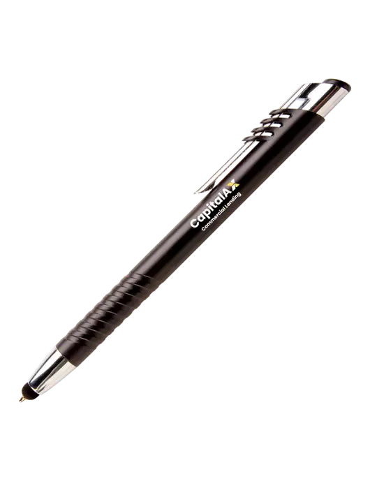 Schirhart Black Stylus Pen - Blue Ink w/CapitalAx Logo