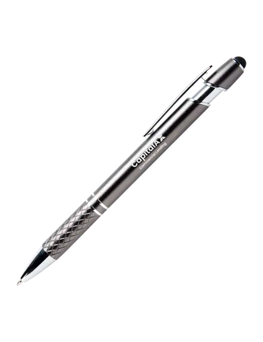 Valencia Gunmetal Stylus Pen - Black Ink w/CapitalAx Logo