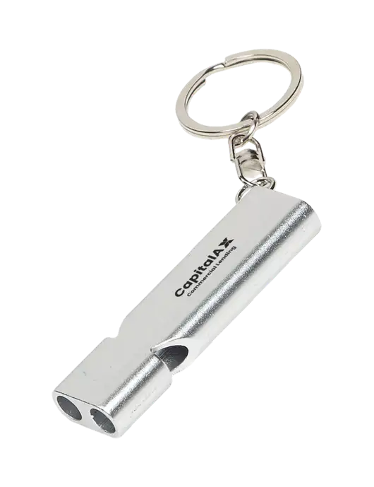 Quick Alert Silver Safety Whistle w/CapitalAx Logo