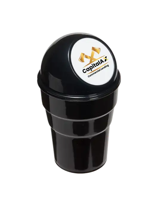 Black Car Cup Holder Trash Can w/CapitalAx Logo
