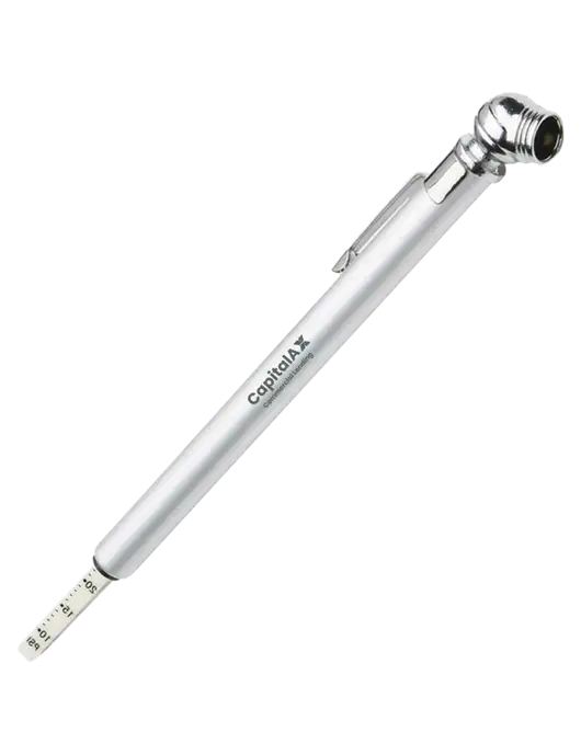 Quick View Silver Tire Gauge w/CapitalAx Logo