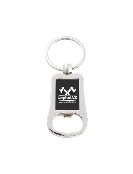 Silver & Black Bottle Opener Keychain w/CapitalAx Logo