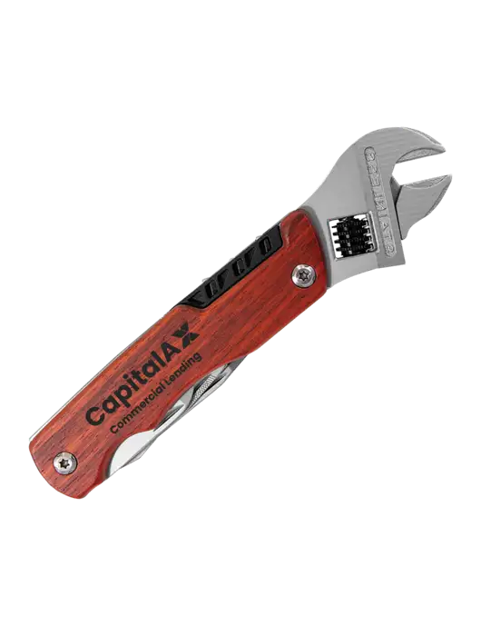 Wood Handle Wrench Multi Tool with Case w/CapitalAx Logo