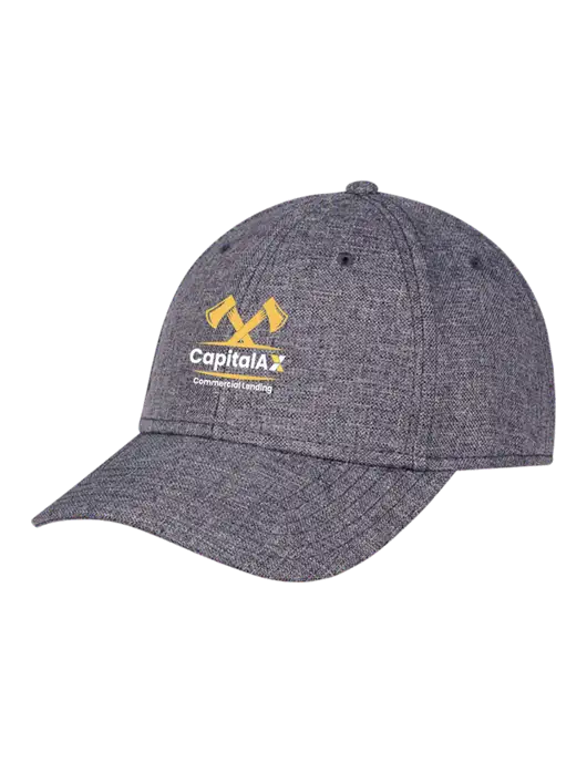 Heather Charcoal Structured Linen Look Cap Hook & Loop w/CapitalAx Logo