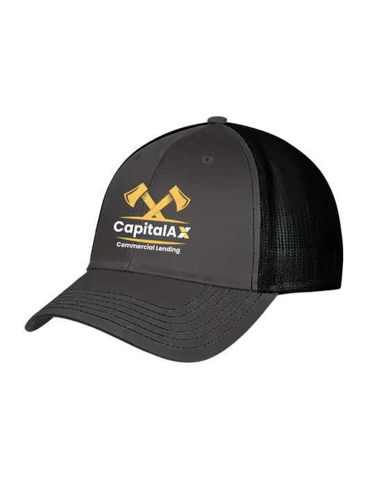 Charcoal & Black Mesh Trucker Cap Snap Back w/CapitalAx Logo